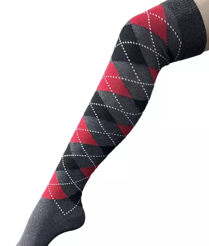 Pitkät sukat 38/41 Punamusta ruutu - Sukat - SU294 - 1