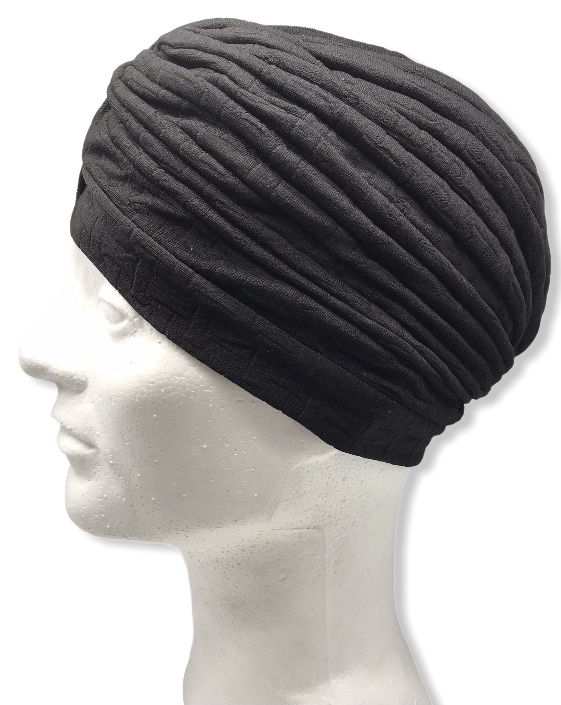 Turbaani, musta rypytetty pinta - Hiuskoristeet - HAT94 - 1