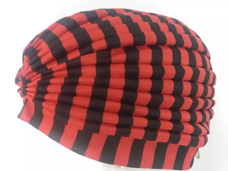 Turbaani, punamustaraita - Hiuskoristeet - HAT74 - 1