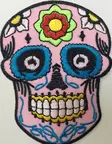 Kangasmerkki, Sugar Skull, vaaleanpunain - Kangasmerkit - K1235 - 1
