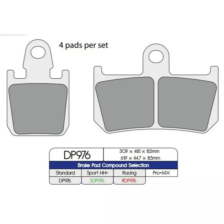 BRAKE PAD DP SINTERED REPLACEMENT STREET TOURING OFF-ROAD/ATV - Jarrupalat - 17212565 - 1
