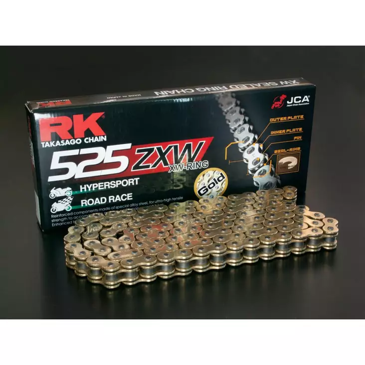 GB525ZXW 108 LINK 525 XW-RING CHAIN / GOLD/BLACK / STEEL - Ketjut ja ketjulinkit - 12231265 - 1