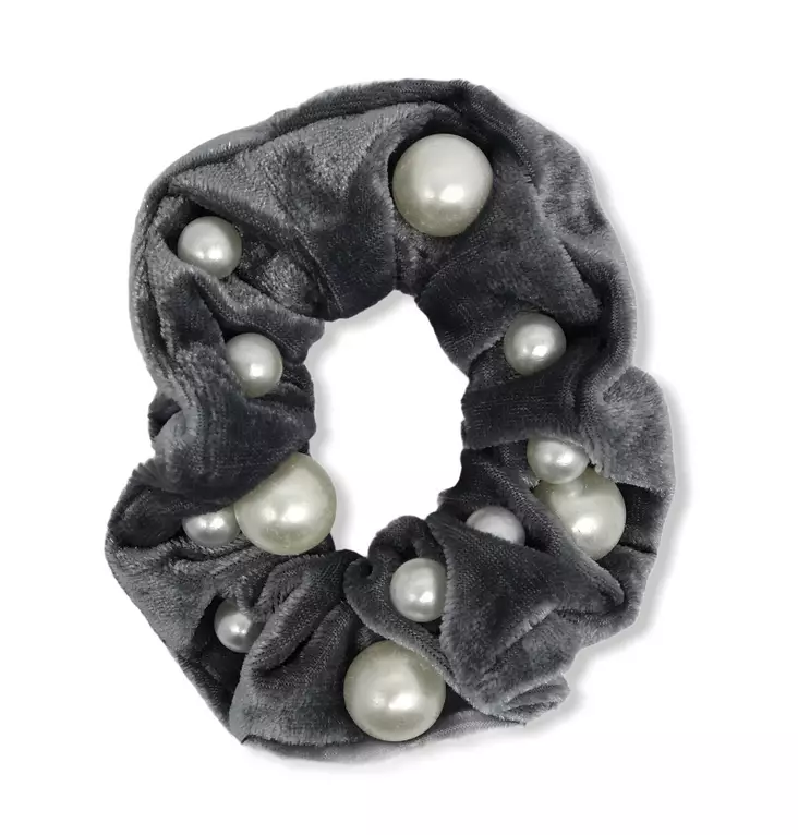 Harmaa hiusdonitsi helmillä - Hiuskoristeet - PIN325 - 1