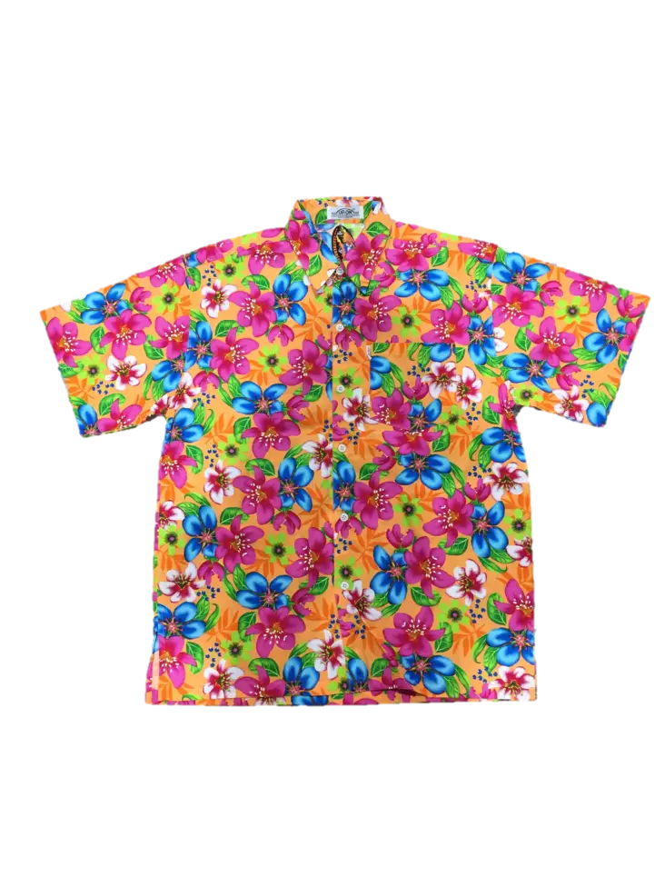 Havaijipaita, Oranssi, pinkki-siniset ku - Kauluspaidat - KP185 - 1