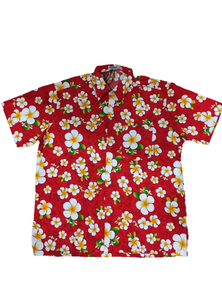 Havaijipaita, Punainen, valkoiset kukat - Kauluspaidat - KP195 - 1