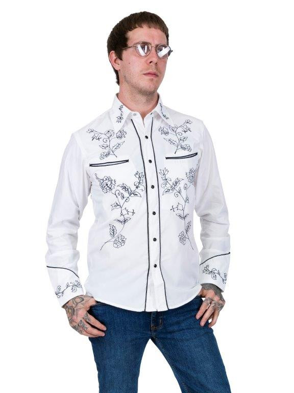 Kauluspaita, brodeerattu, valkoinen - Kauluspaidat - KP215 - 1