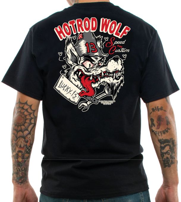 Lucky13 T-paita The HotRod Wolf - T-paidat - L1325 - 1