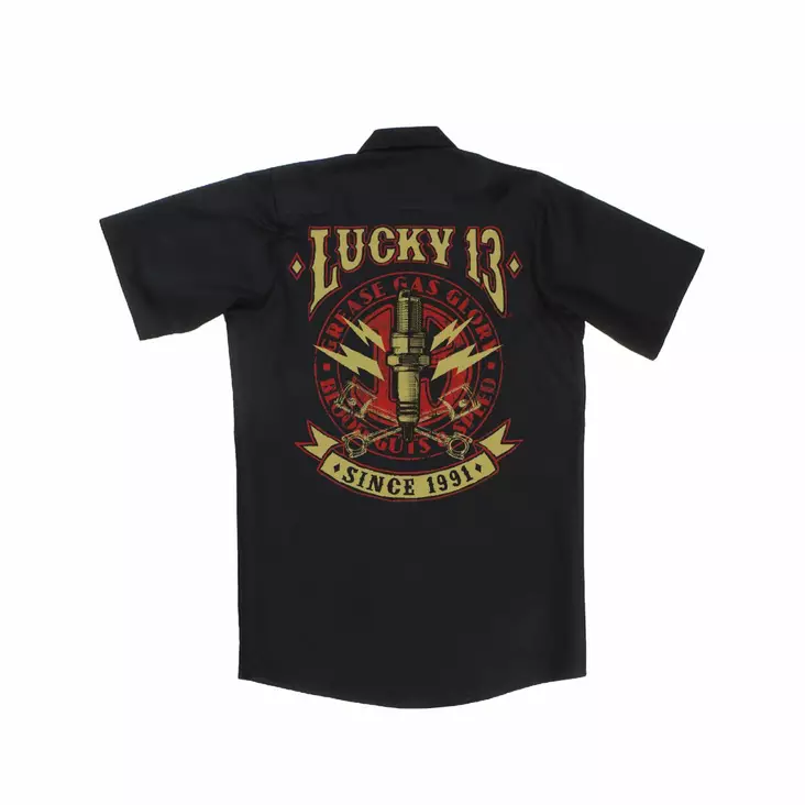 Lucky13 Workshirt Amped Black - Kauluspaidat - L135 - 1
