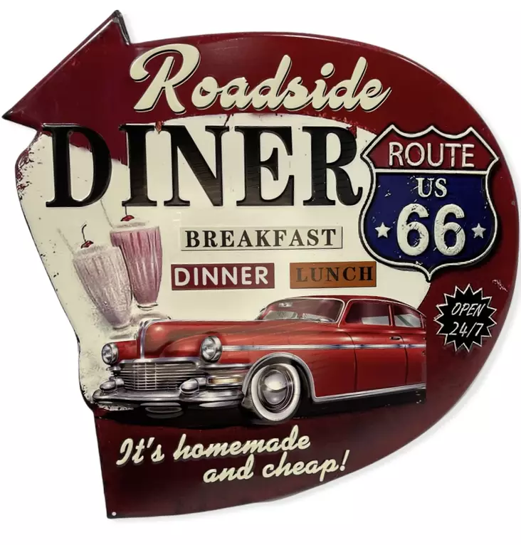 Peltikyltti Roadside Diner - Taulut, kehykset - PELT135 - 1