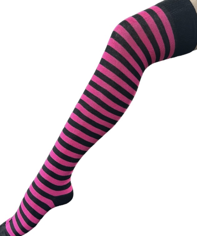 Pitkät sukat 38/41 Pinkkimustaraita - Sukat - SU135 - 1