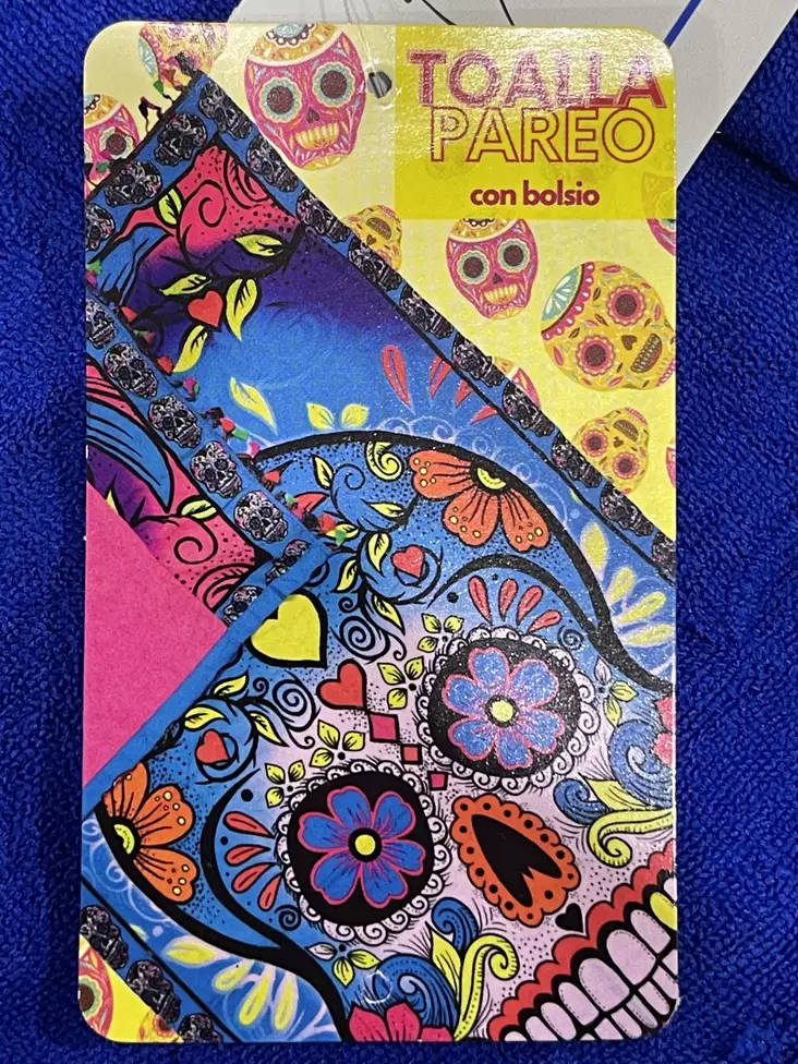 Pyyhe sugar skull sininen 75x160cm - Kodin tekstiilit - PYY15 - 1