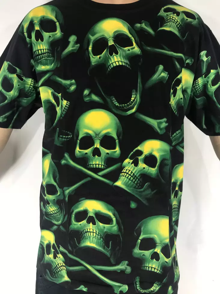 T-paita, All over green Skull, Glow - T-paidat - TP1225 - 1