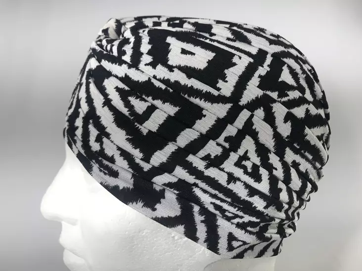 Turbaani, mustavalkoinen - Hiuskoristeet - HAT65 - 1