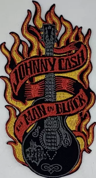 Kangasmerkki Johnny Cash liekkikitara - Kangasmerkit - K1486 - 1