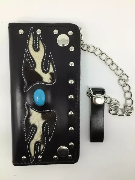 Nahkalompakko, Lehmä liekit, musta - Lompakot ja rahakukkarot - KN276 - 1