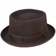 Nahkainen Pork Pie hattu, ruskea - Hatut - HAT146 - 1