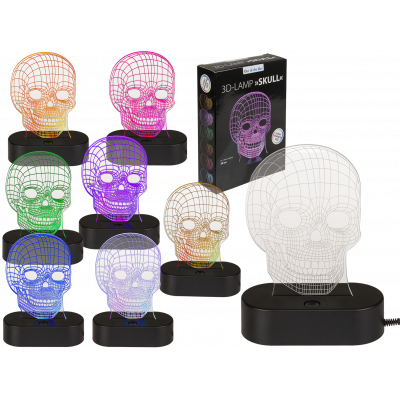 3D-pääkallo, LED 18cm korkea - Valaisin, valoketju - HOR226 - 1