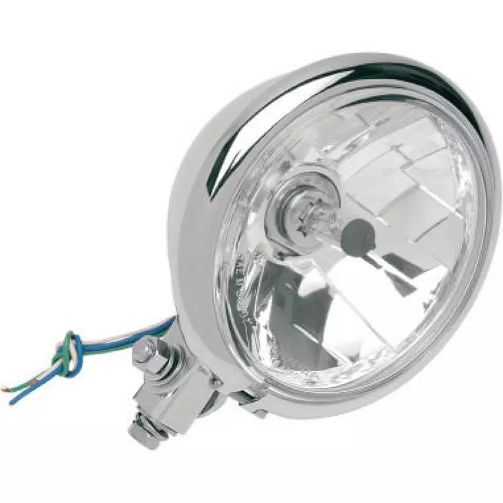 CHROME 5-3/4" DIAMOND-STYLE BOTTOM-MOUNT HEADLIGHT ASSEMBLY FOR SPRINGER - Tuulilasit ja etumaskit - 20011116 - 1