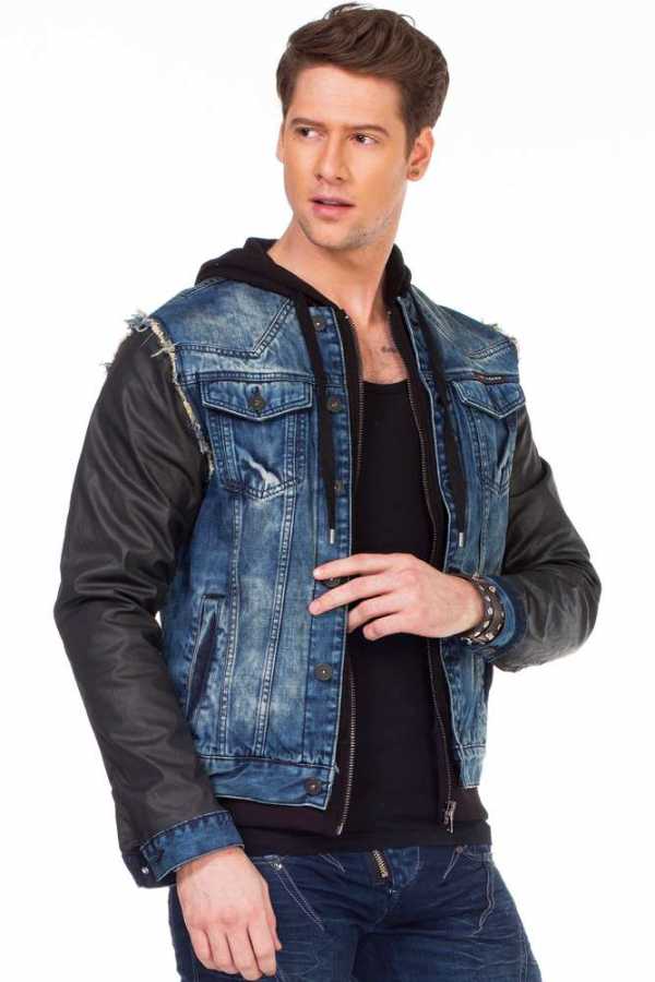 Farkkutakki kulutettu denim sininen - Kangastakit - CIBA56 - 1