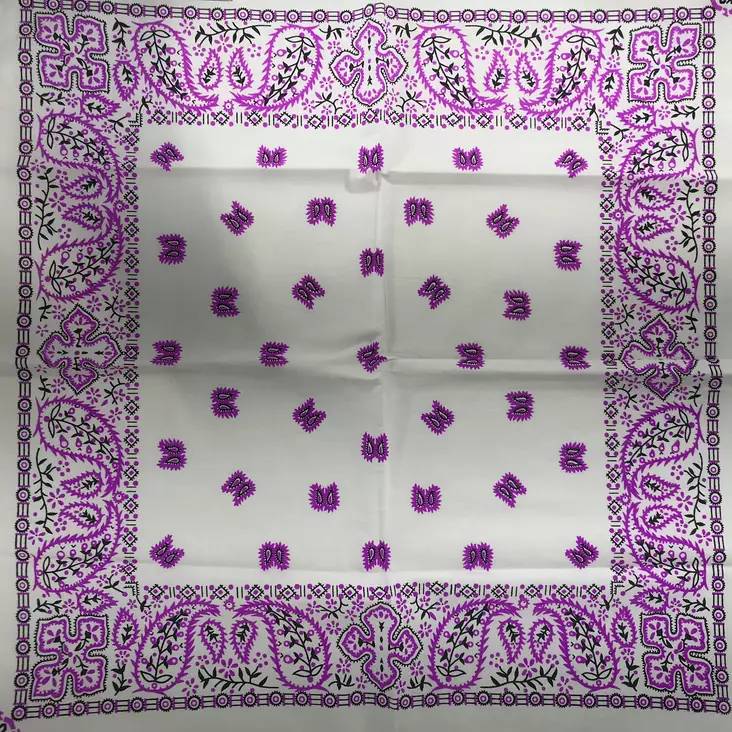 Huivi valkoinen, lila kasmirkuvio - Huivit - HU446 - 1