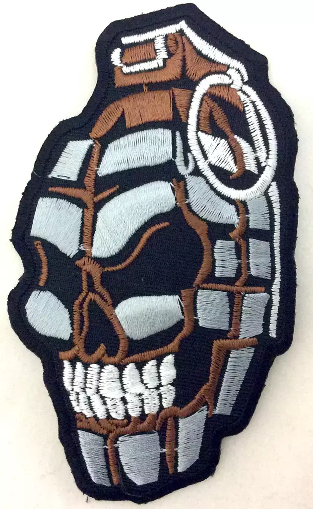 Kangasmerkki, Käsikranaatti kallo - Kangasmerkit - K1376 - 1