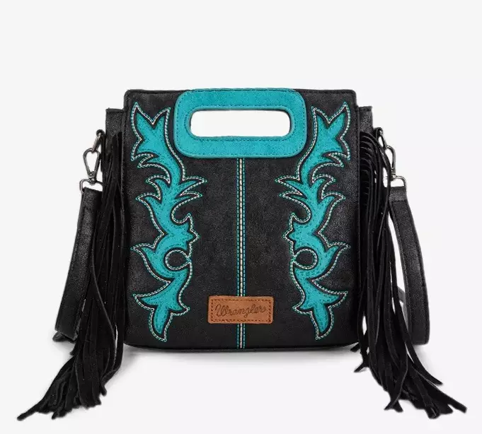 Käsilaukku hapsuilla, mustaturkoosi - Laukut - NL916 - 1