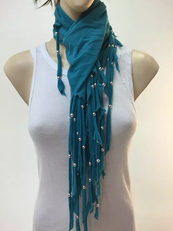 Kolmiohuivi, pampuloilla, eri värejä - Huivit - HU356 - 1