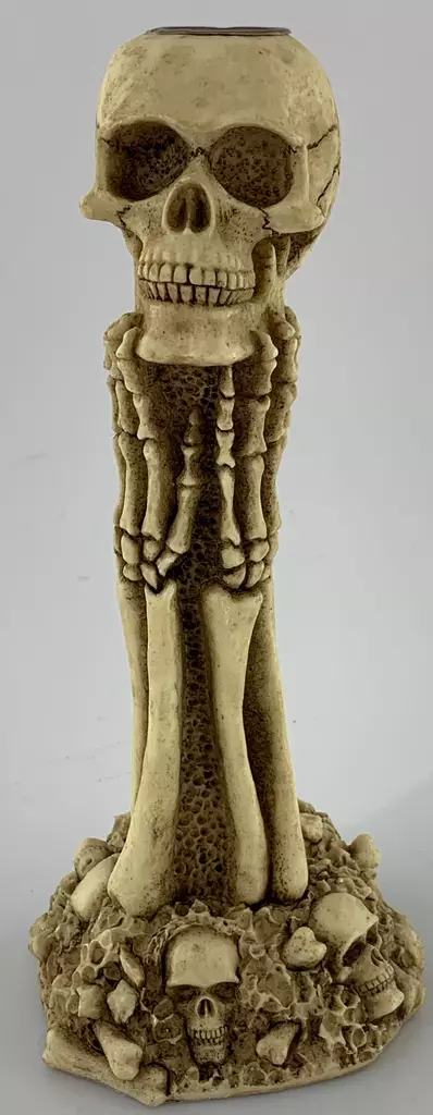 Kynttilänjalka Pääkallo käsien varassa - Kynttilänjalka, -alusta, suitsuketeline - HOR166 - 1