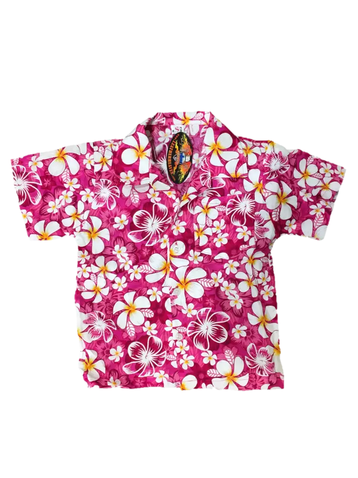 Lasten Havaijipaita, Pinkki, valkoiset k - T-paidat - KID456 - 1