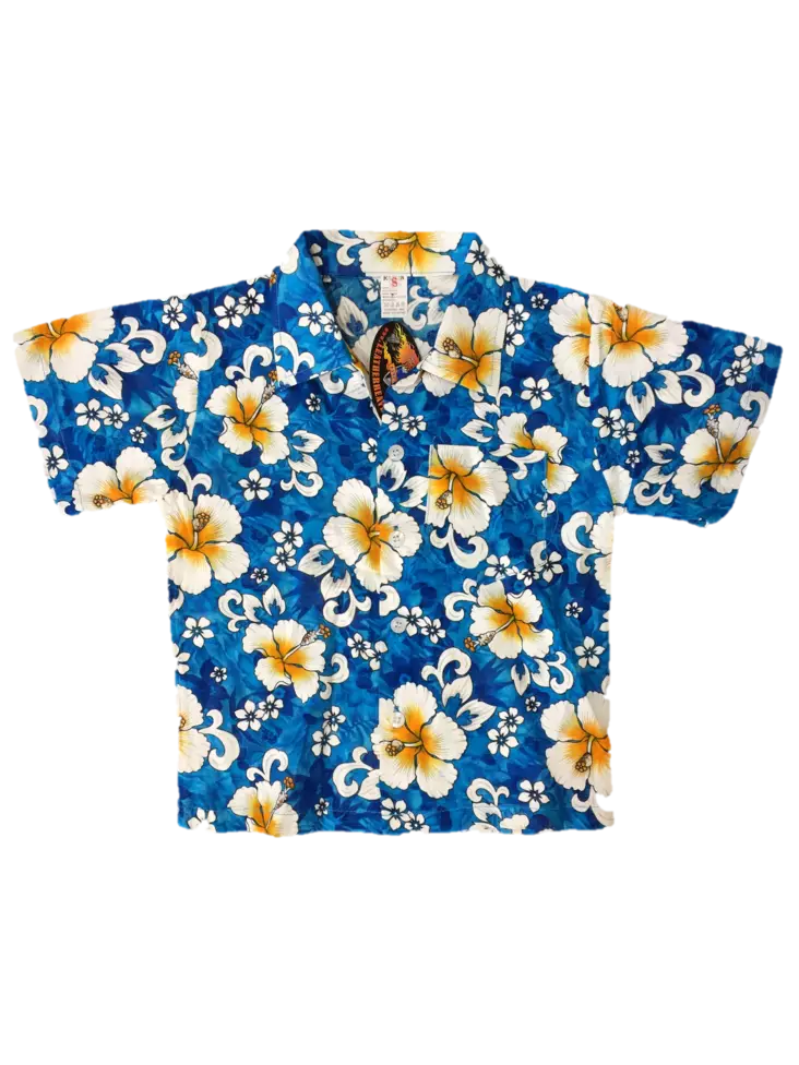 Lasten Havaijipaita, Sininen, valkoiset - T-paidat - KID446 - 1