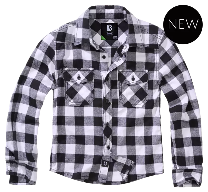 Lasten Ruutuflanellii, mustavalko - Pitkähihaiset paidat - KID526 - 1