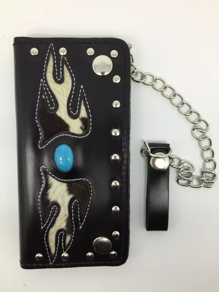 Nahkalompakko, Lehmä liekit, musta - Lompakot ja rahakukkarot - KN276 - 1