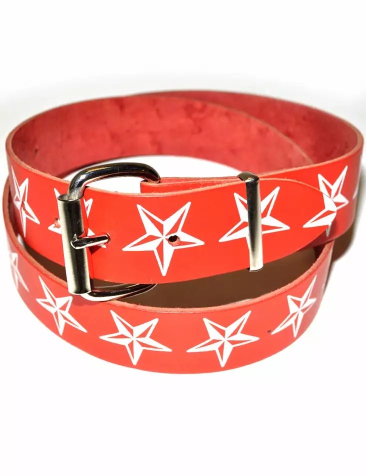 Nahkavyö, Punainen, Sailor star - Nahkavyöt - KV46 - 1