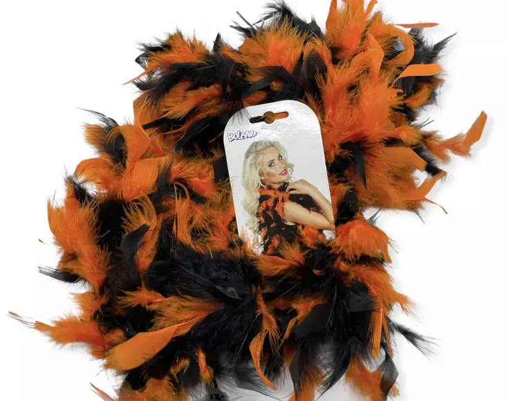 Oranssimusta höyhenpuuhka 180 cm - Puuhkat ja naamiaisasut - HOR306 - 1