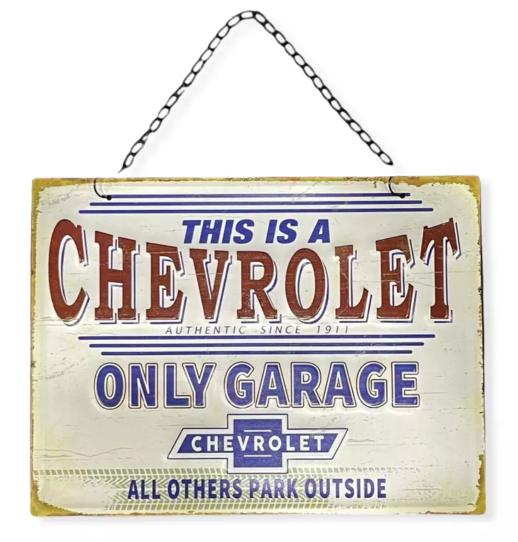 Peltikyltti ketjulla, Chevrolet valk. - Taulut, kehykset - PELT126 - 1
