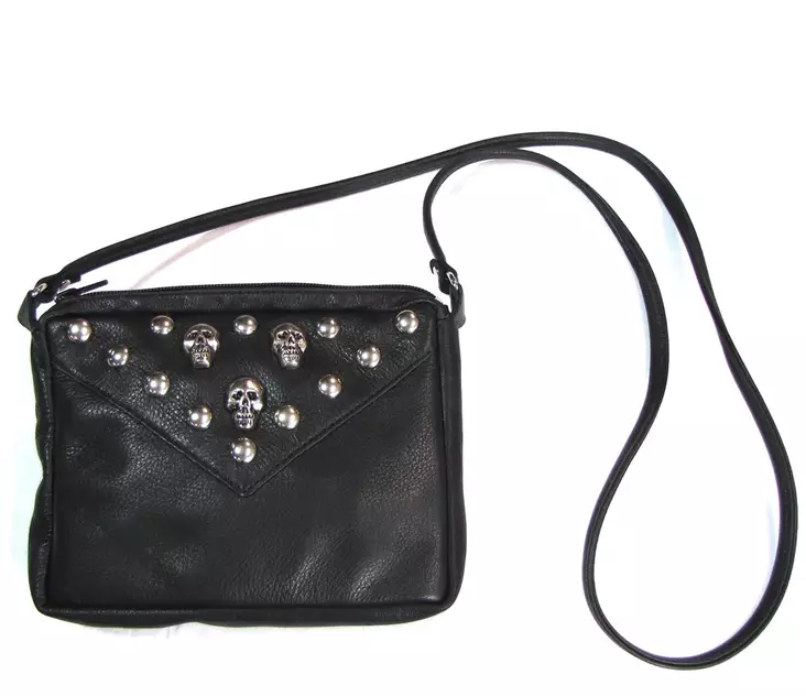 Pieni olkalaukku kalloniiteillä, nahka - Laukut - NL736 - 1