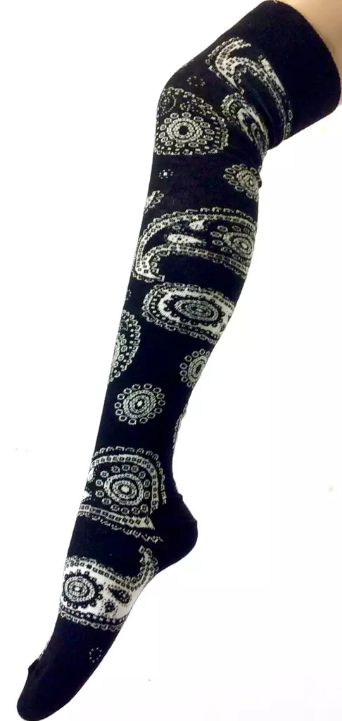 Pitkät sukat 38/41, Kashmir mustavalko - Sukat - SU186 - 1