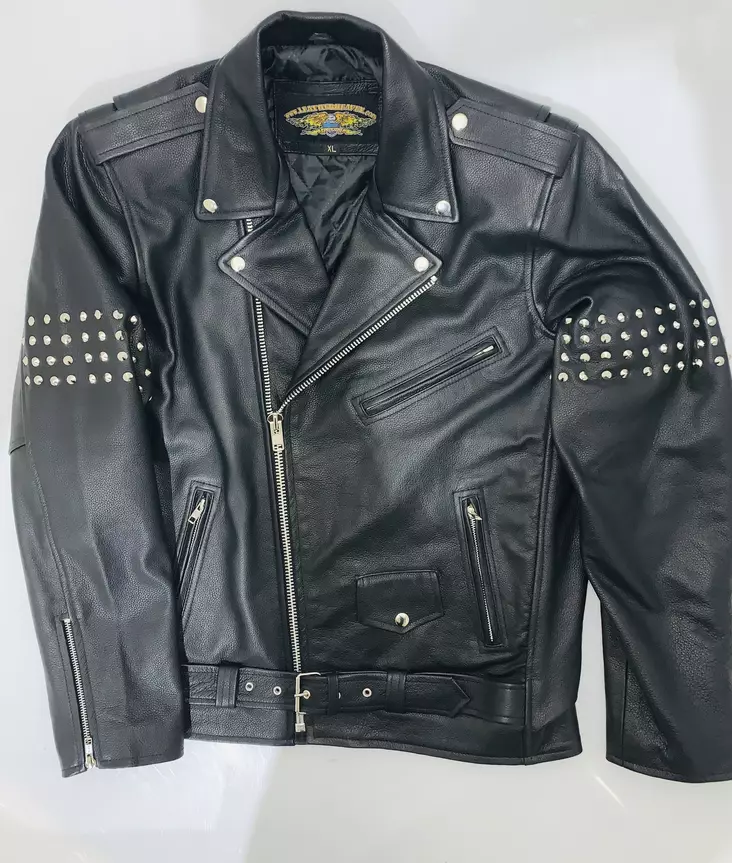 Prätkärotsi niittihihat mustaa nautaa - Nahkatakit - T486 - 1