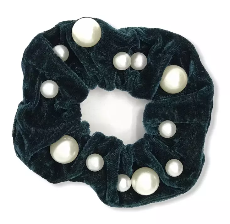 Sinivihreä hiusdonitsi helmillä - Hiuskoristeet - PIN326 - 1