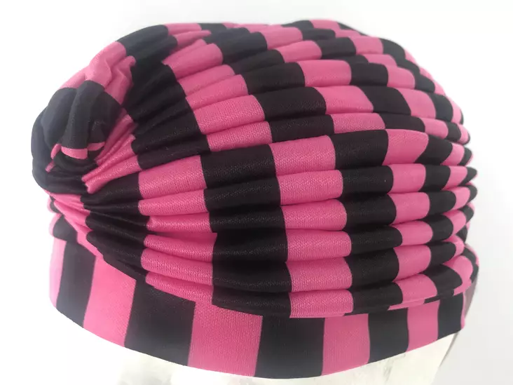 Turbaani, mustapinkkiraita - Hiuskoristeet - HAT76 - 1