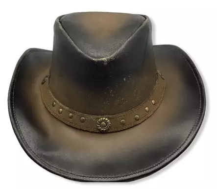 Cowboy-hattu nahkaa, kulunut ruskea - Hatut - HAT107 - 2