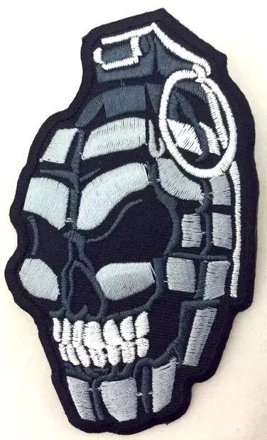 Kangasmerkki, Käsikranaatti kallo siniha - Kangasmerkit - K1377 - 1