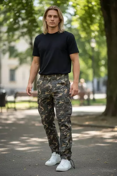 Reisitaskuhousut, Vihreä Camo - Reisitaskuhousut - HO637 - 2