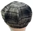 Flatcap Harmaamusta ruutu, flanelli - Flat Capit - LC677 - 4
