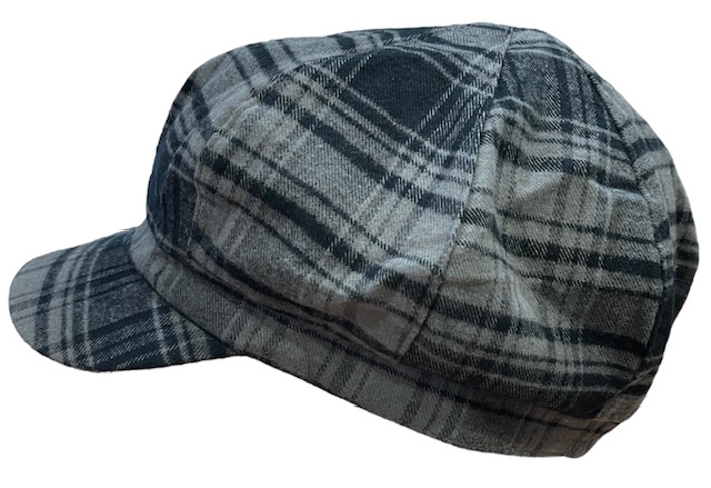 Flatcap Harmaamusta ruutu, flanelli - Flat Capit - LC677 - 1