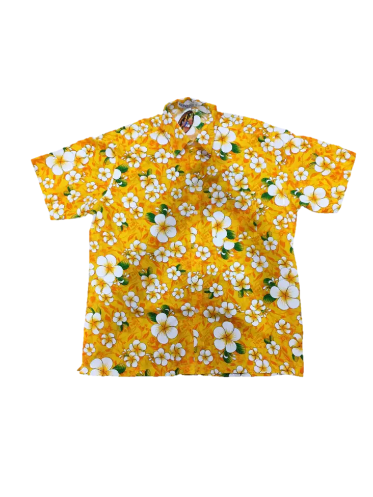Havaijipaita, Keltainen, valkoiset kukat - Kauluspaidat - KP197 - 1