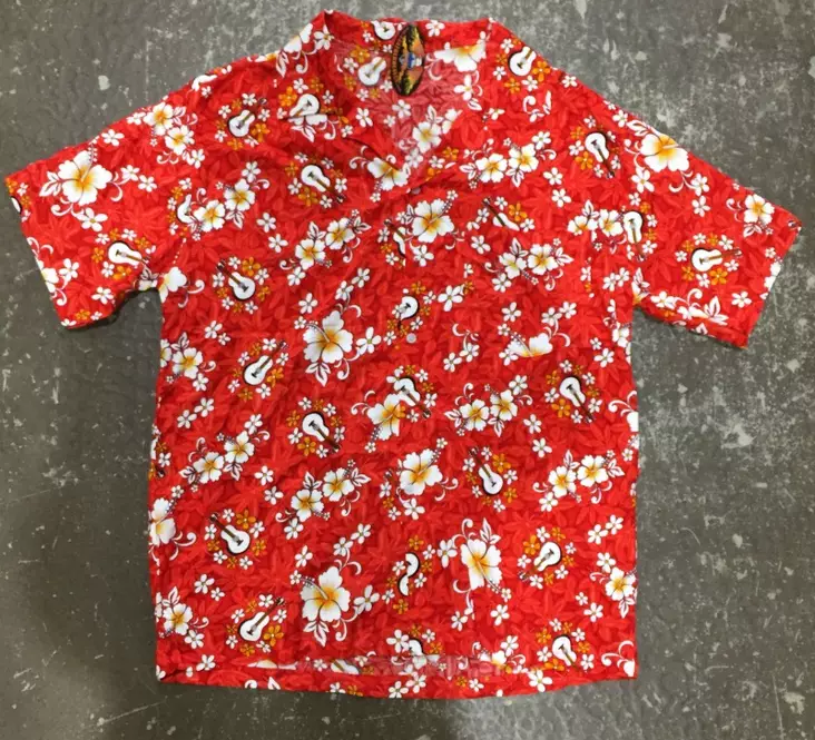 Havaijipaita, Punainen, kitara ja kukat - Kauluspaidat - KP177 - 1