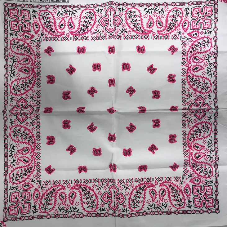 Huivi valkoinen, pinkki kashmirkuvio - Huivit - HU447 - 1