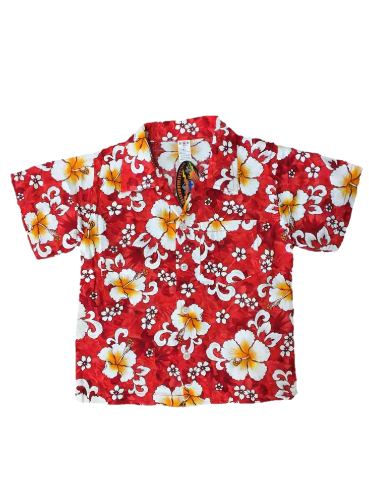 Lasten Havaijipaita, Punainen, valkoiset - T-paidat - KID447 - 1