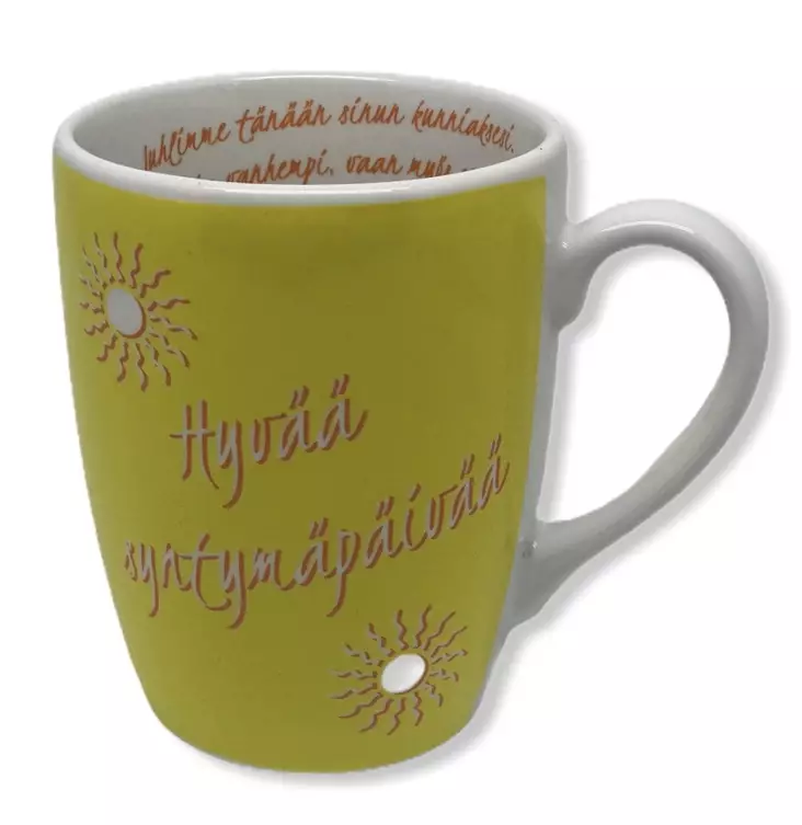 Muki tekstillä, Hyvää Syntymäpäivää - Keittiötarvikkeet - LKM277 - 1